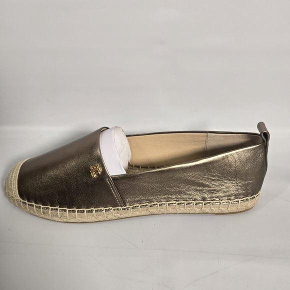 Lauren Ralph Lauren Cameryn Espadrille 9.5 Aged Gold Canvas LRL Flat NIB ($125) - Picture 4 of 14